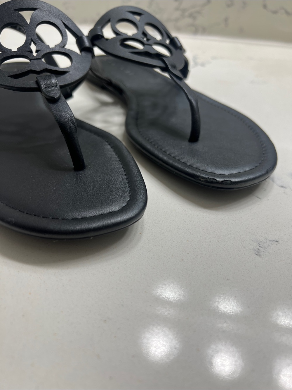 Coach Black Signature Circle Thong Sandals - Picture 8 of 10